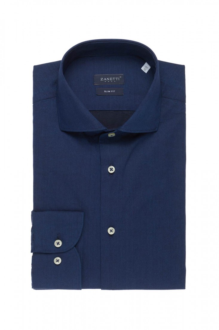 Cotton slim shirt with...